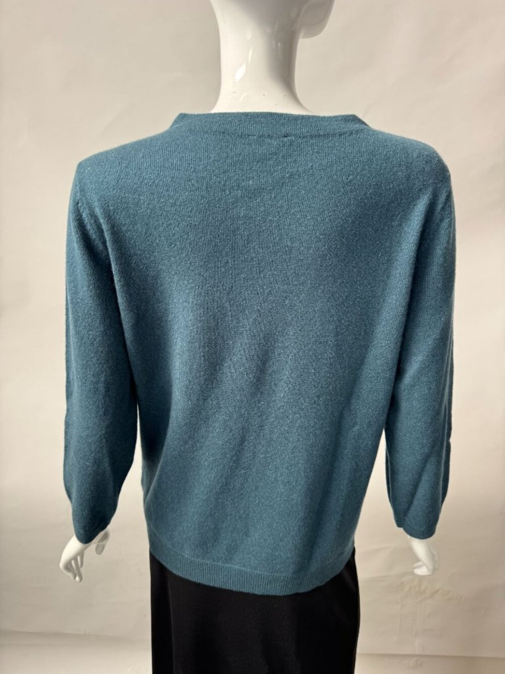 Talbots 100% Cashmere Teal 3/4 Sleeve Lightweight Sweater Womens Size L - Picture 15 of 16